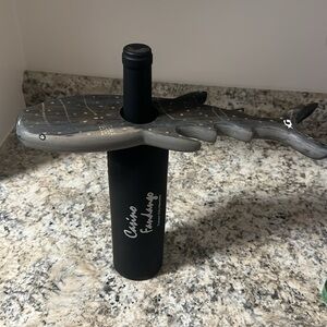 Cool looking Shark wine bottle topper for decoration. Wood Carved. Dinner gift